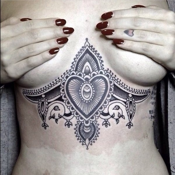 henna tattoo designs under breast