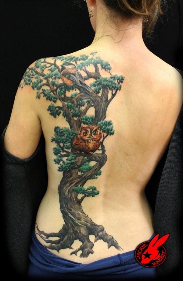 13-Tree-Bird-Owl-Back-Tattoos-for-Women