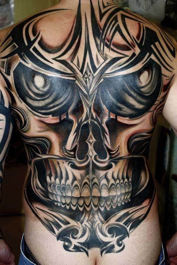 Creepy-Back-Tattoo-Ideas-for-Men-Pictures-Skull-Whole-Squad