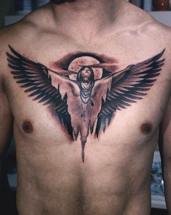 native american chest tattoo