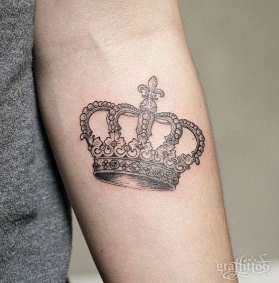 Elegant Crown Tattoo by Graffittoo