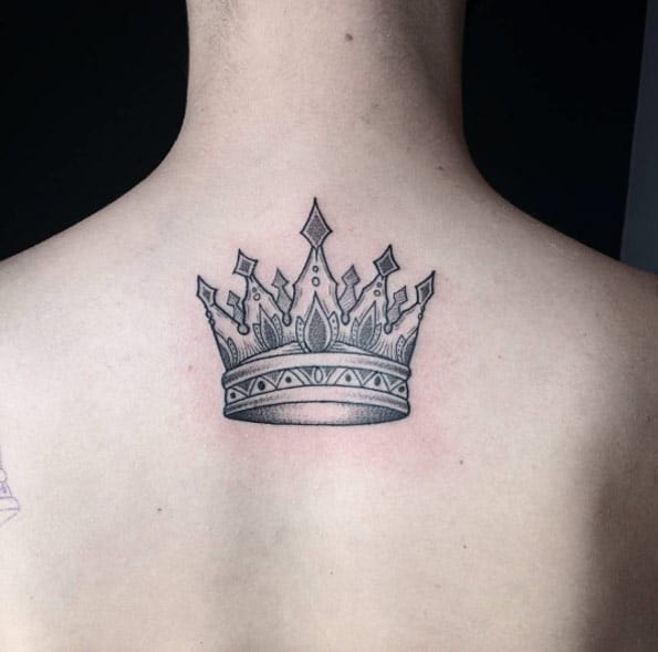 Crown Tattoo on Back by Michele Volpi