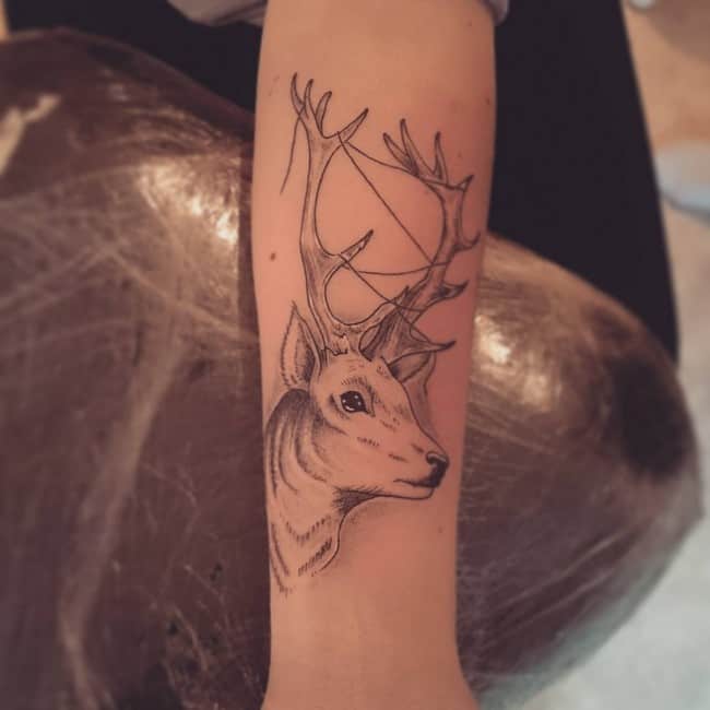 salil.tattoos - Woodland stag on the back of calf . . . . . . . . . . . . .  . . . . . . . . . . . . . . . . . . . . #