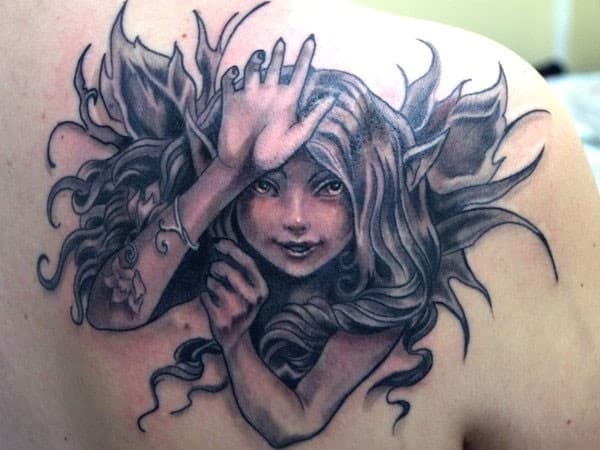 fairy tattoo on shoulder 