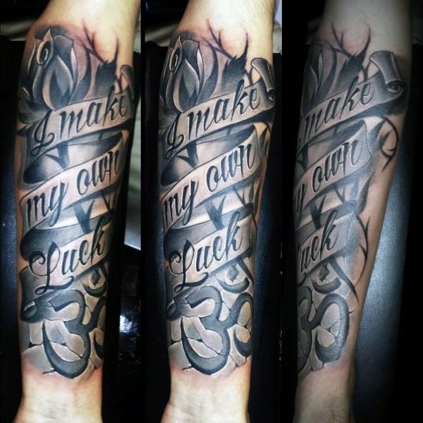 Banner Guys Stone Om Forearm Tattoos