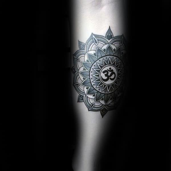 Floral Arm Tattoo On Male With Om Design
