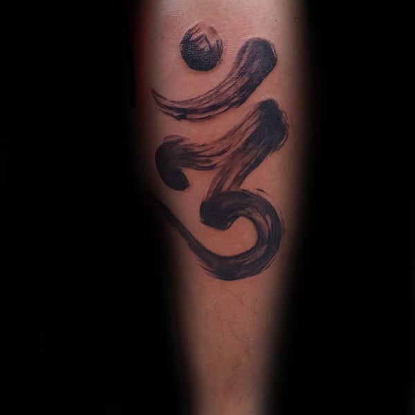 Inner Forearm Tattoo On Male Of Brush Stroke Om Design