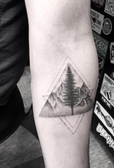 Blackwork Landscape Tattoo by Doctor Woo