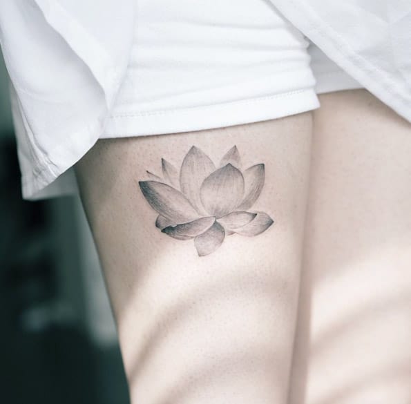 black and white lotus tattoo