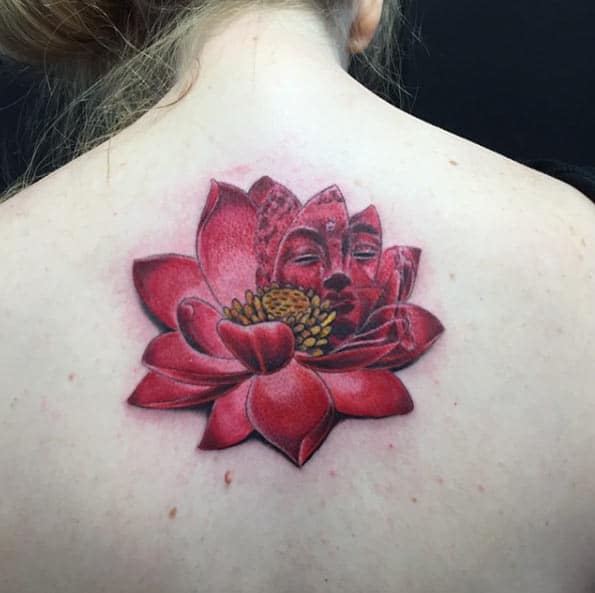 Buddha Lotus Flower Tattoo by Frank Tran