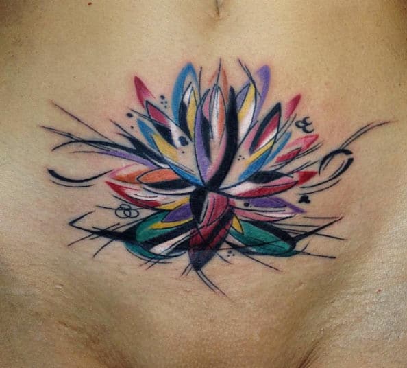 Abstract Lotus Flower Tattoo by Sebastian Barone