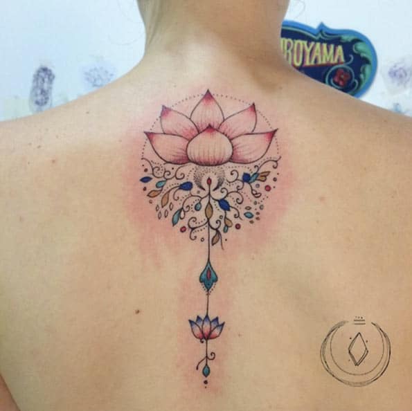 Intricate Lotus Flower Tattoo by Marikuroyama