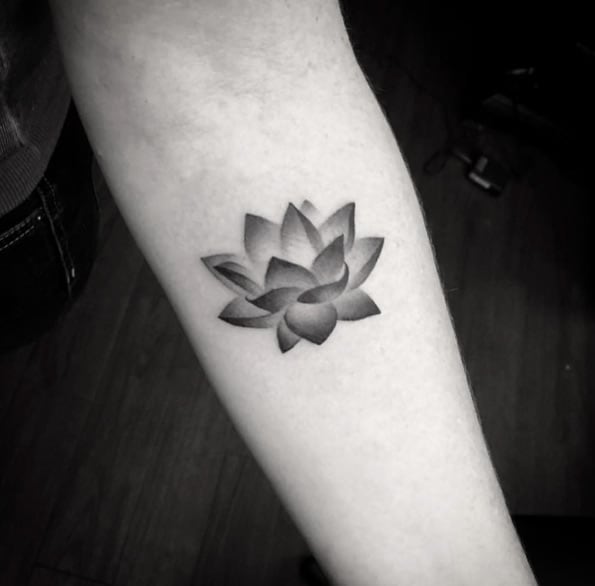 Blackwork Lotus Flower Tattoo by Georgia Grey
