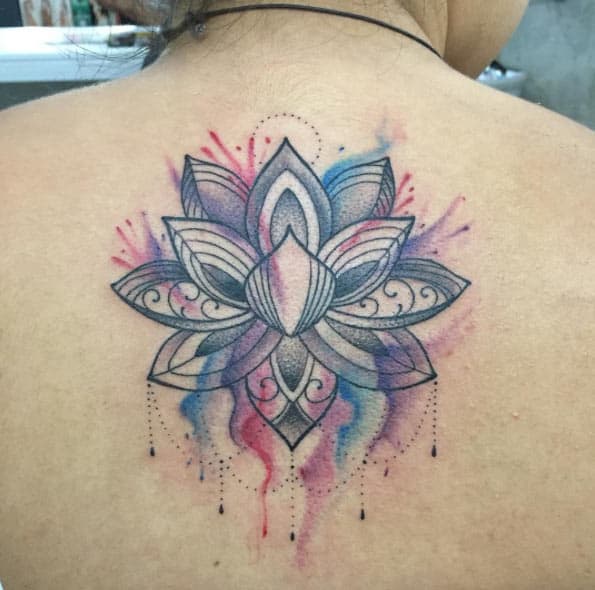 Lotus Flower on Back by Paulinho