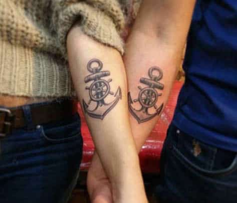Matching Couple Anchor Tattoos by Sinan Avan