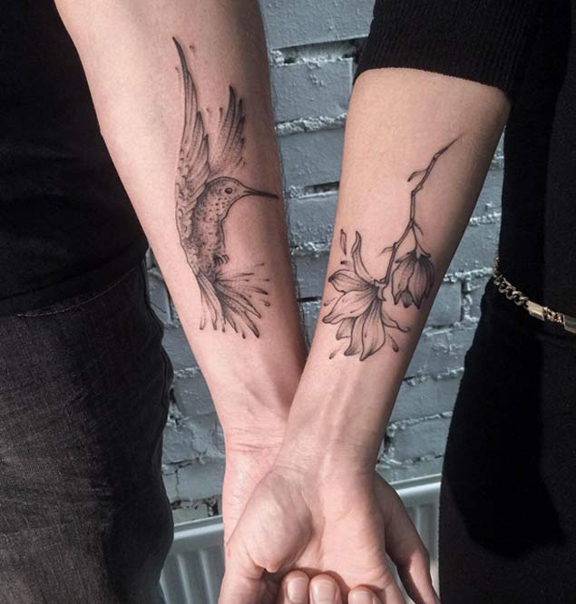 Hummingbird Couple Tattoo by Aenea Tattoo