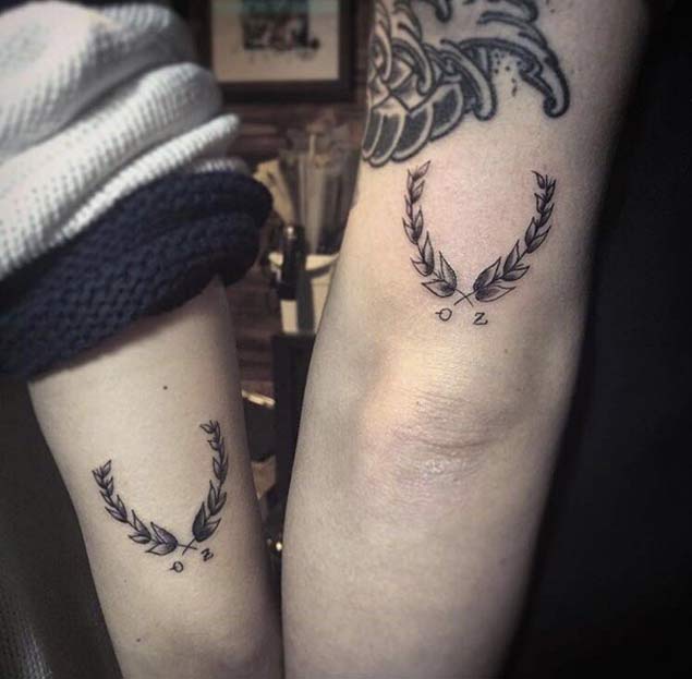 Laurel Wreath Couple Tattoos