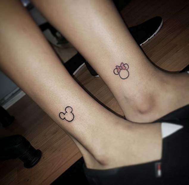 Minnie & Mickey Couple Tattoos by Gustavo Paternina