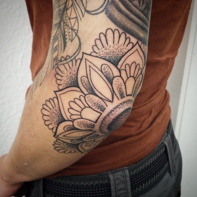 flower tattoo elbow