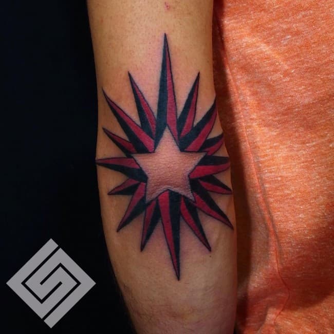 Black Hope Tattoos  Negative star burst on nievanesco elbow thank you for  sitting so well     dotwork negativedotwork starburst tattoo  blackwork dottattoo harrypotter harrypottertattoo  Facebook