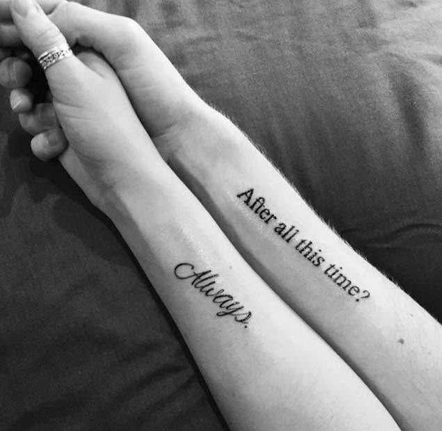 couples matching quote tattoos