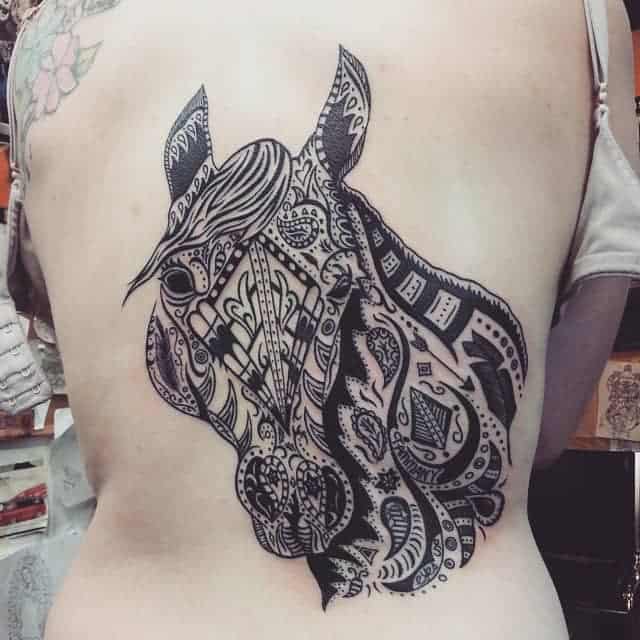 black and white horse tattoo