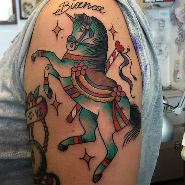 joeltattoo12 on Twitter Client sat like a rock for this pretty carousel  horse by our newly qualified apprentice ColourTattoo CarouselHorse  HorseTattoo CarouselHorseTattoo GirlsWithTattoos TattooedWomen  FeminineTattoo Peony DappleGray Bow 