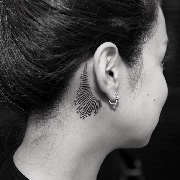Jewelry Behind The Ear Tattoo by Balazs Bercsenyi