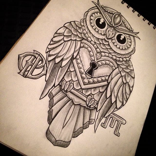 Lock and Key Tattoos owl