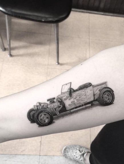 Vintage Hot Rod Tattoo by Doctor Woo