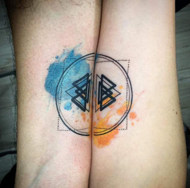 Watercolor Couple Tattoos by Skull N Bones