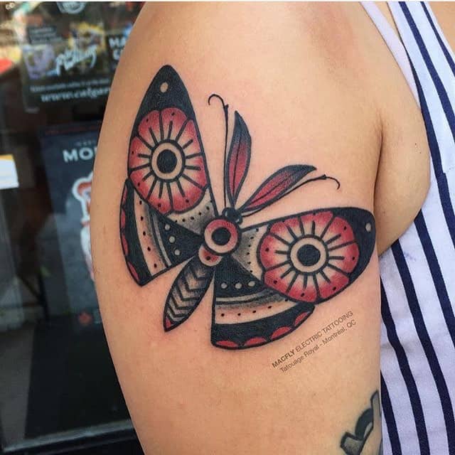 tribal butterfly pattern tattoo