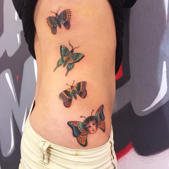 neo traditional butterfly tattoo