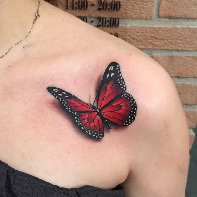 Chest Old School Butterfly Tattoo by Malort