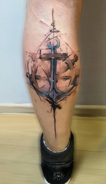 Abstract Watercolor Anchor Tattoo by Anton