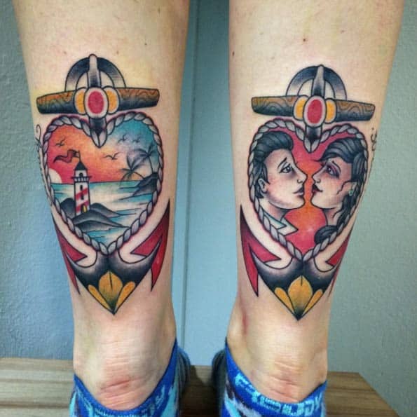 Tattoo uploaded by Sara Purr  traditional anchor tattoo heart name  truelove  Tattoodo