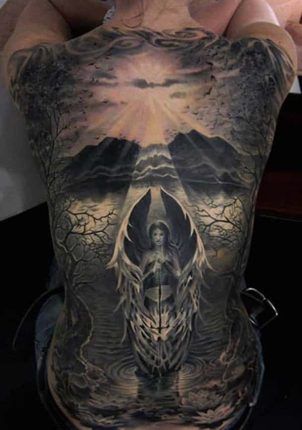 Angel Full Back Tattoo