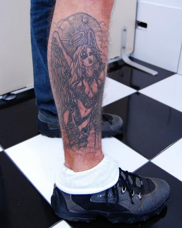 Angel Leg Tattoo