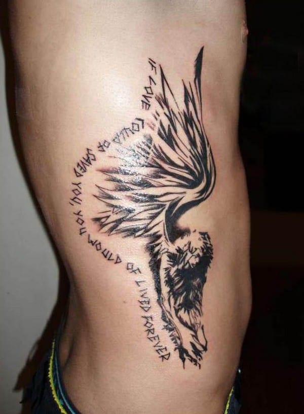 Angel Tattoo On Rib Side