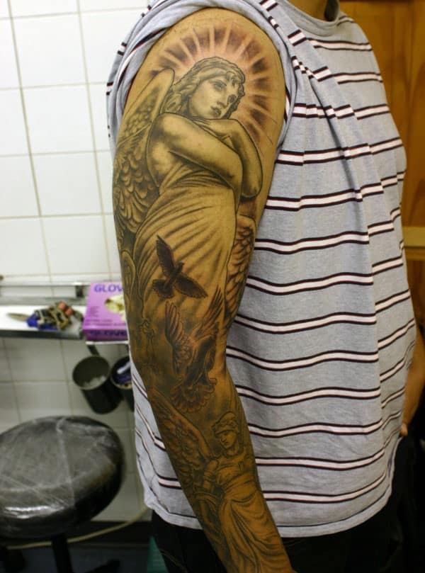 half sleeve tattoo designs for men angel