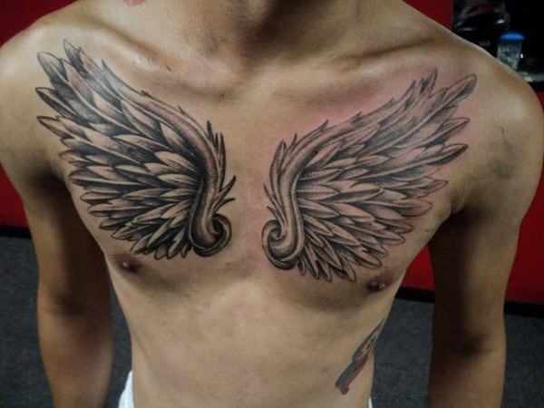 Angel Wings Chest Tattoo