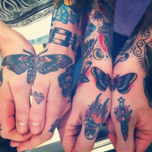 Best Friend Butterfly Tattoos on Hand