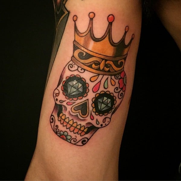 Black And White Sugar Skull Tattoo