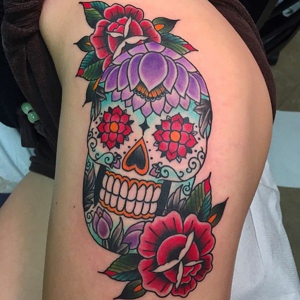 Black And White Sugar Skull Tattoos