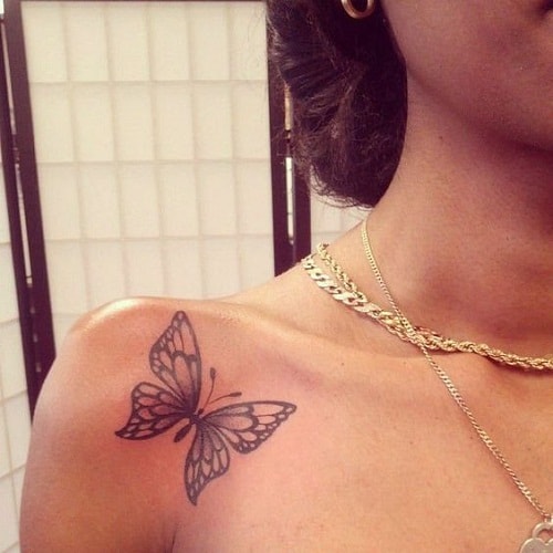 Black Shoulder Butterfly Tattoo