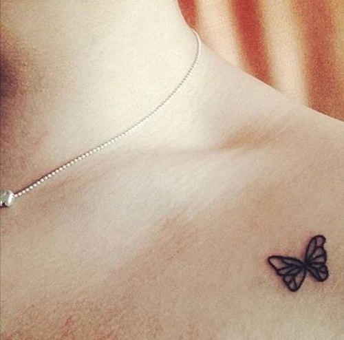 Black Tiny Simple Butterfly Tattoo