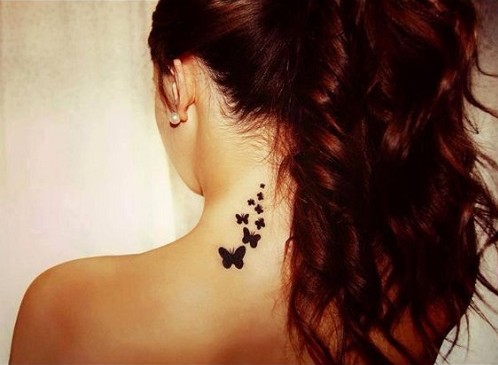 Butterflies on Neck Tattoo