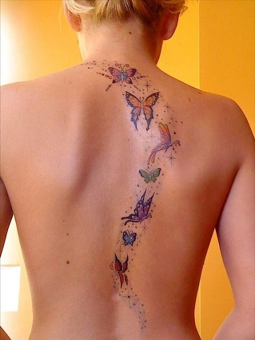 Butterflies on Spine Tattoo