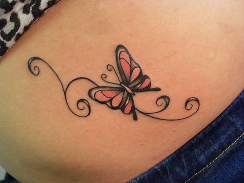 Butterfly Stomach Tattoo