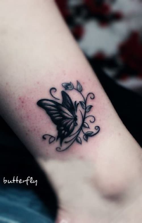 Butterfly with Vine Tattoo